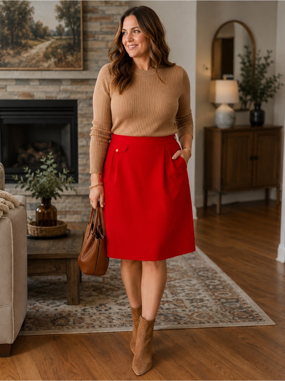 Vintage Liz Claiborne Collection Red Skirt | Size 12
